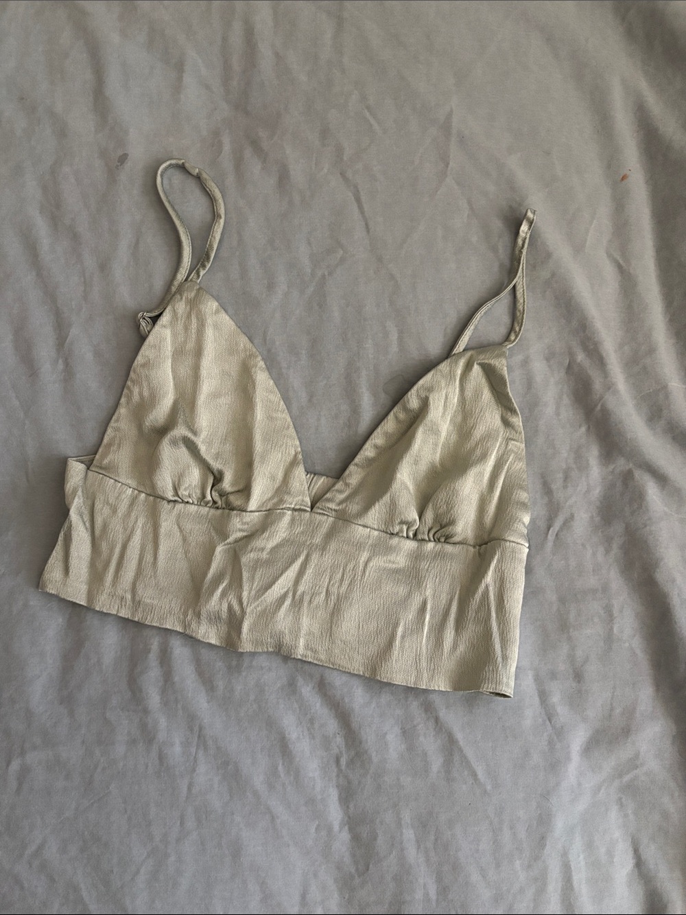 Zara Ivory Satin-Look Bralette with Slim Straps